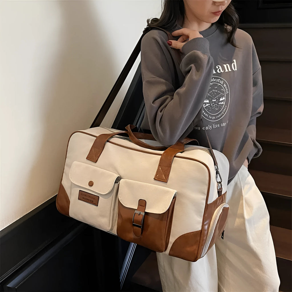 Large capacity foldable travel bag 36-55L Oxford cloth waterproof lining green unisex business leisure luggage