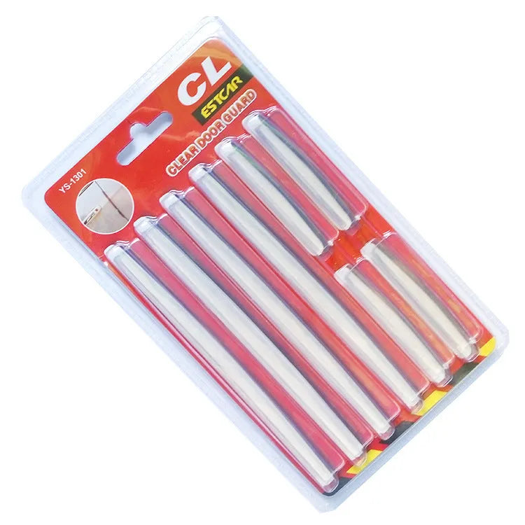 White plastic car door edge anti-collision strip protector set.
