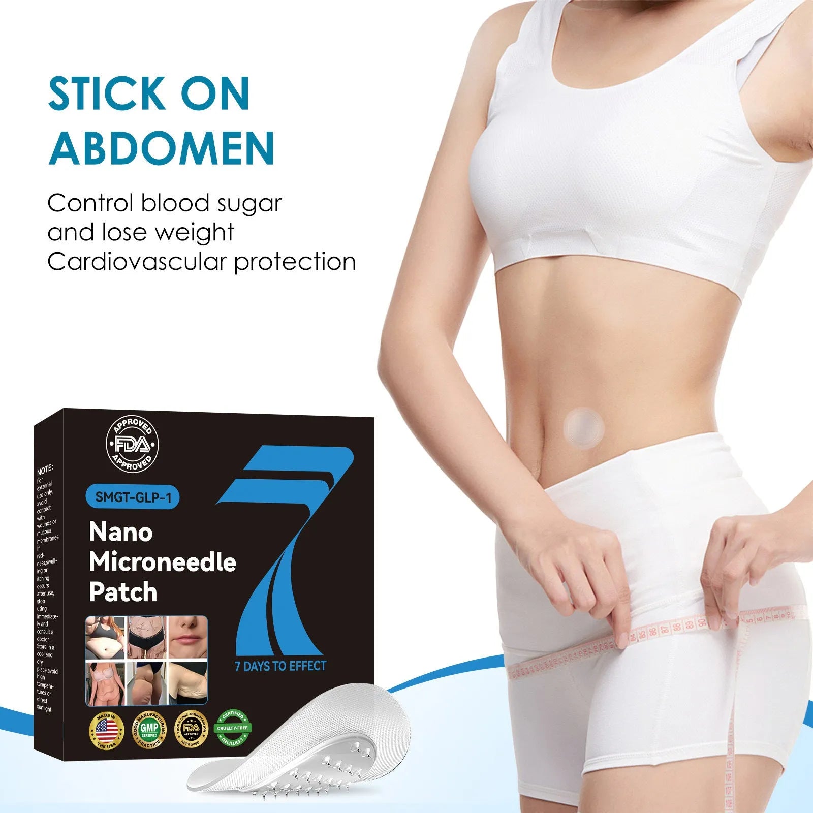 GLP-1 compact micro needle body patch pack of 4 tablets for home body management