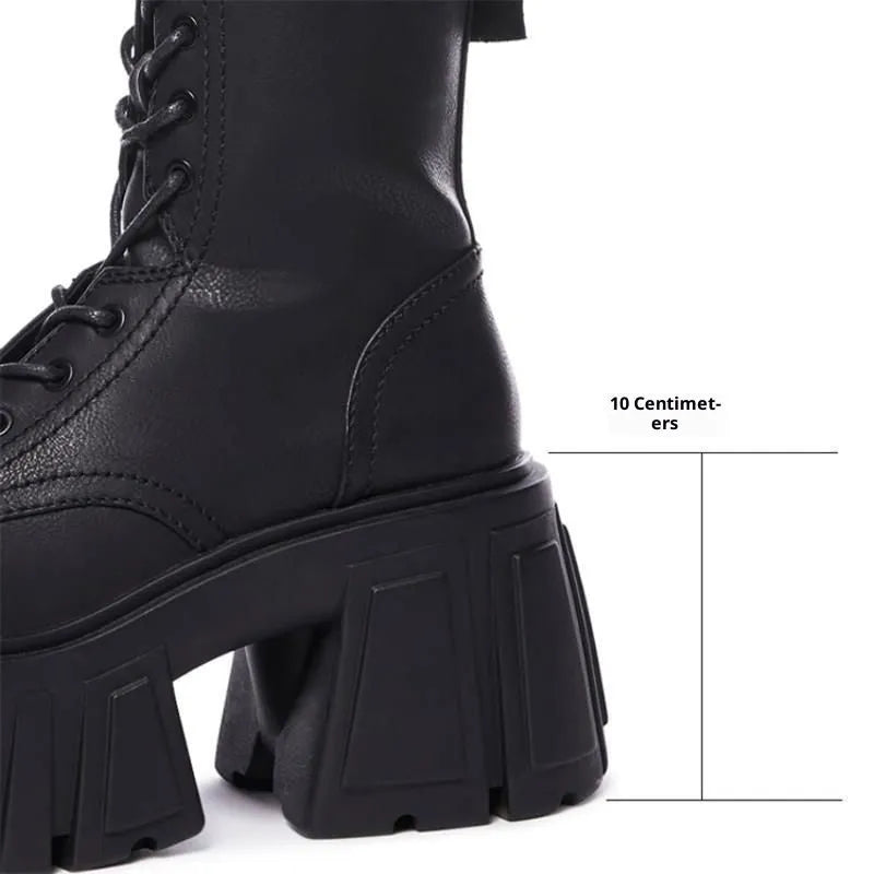 British style punk Martin boots in Black 518 with cross strap and pointed toe