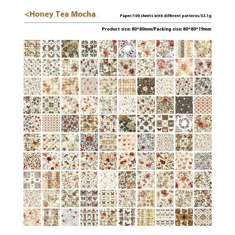 Fan Hua Manyuan hand ledger sticker book in paper brick shape with retro stickers and six cover colour options including Cream Sunny Day and Honey Tea Mocha