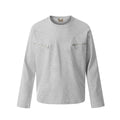 American retro loose design long sleeve cotton pullover in black and flower grey colours