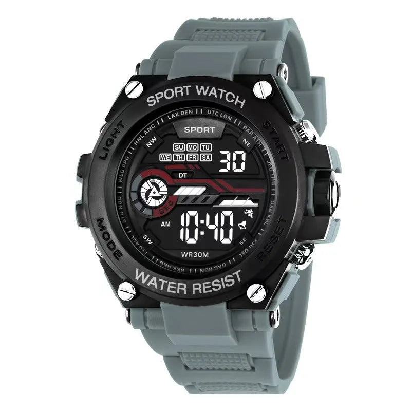 Digital electronic watch for teenagers and students showing multiple colour options