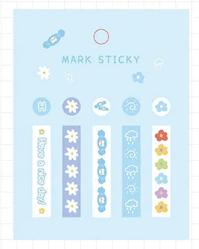 PVC index stickers in multiple colours and styles for notebook organisation