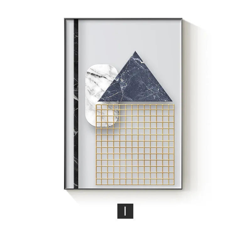 Abstract geometric pattern canvas wall art print in minimalist style