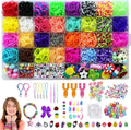 Rainbow rubber band hand-woven DIY bracelet kit in a box with 40 grid colour cells and TPR bands