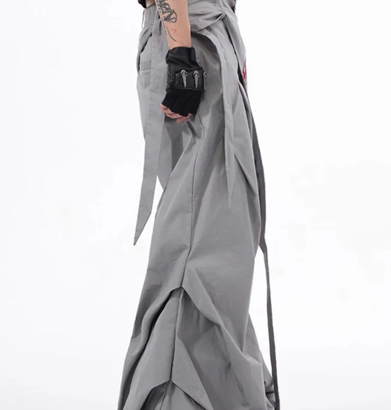 Boy's wide-leg summer pants in Korean style, shown in black and grey colour options.
