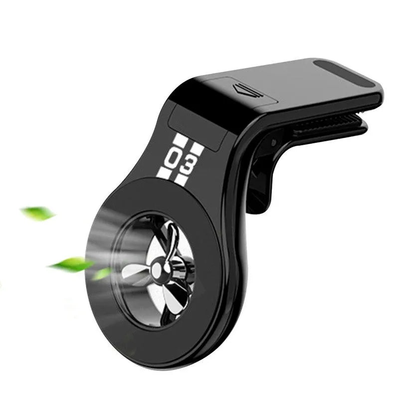 Black magnetic car air vent phone holder with adjustable bracket and fragrance diffuser