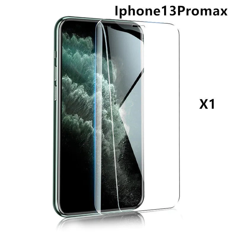Tempered glass screen protector with 9H hardness for iPhone and Samsung phones.