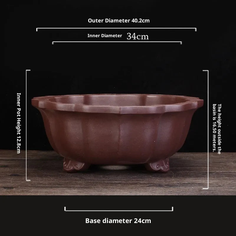 Large purple sand diamond-shaped ceramic flower pot in dark violet for indoor plant display
