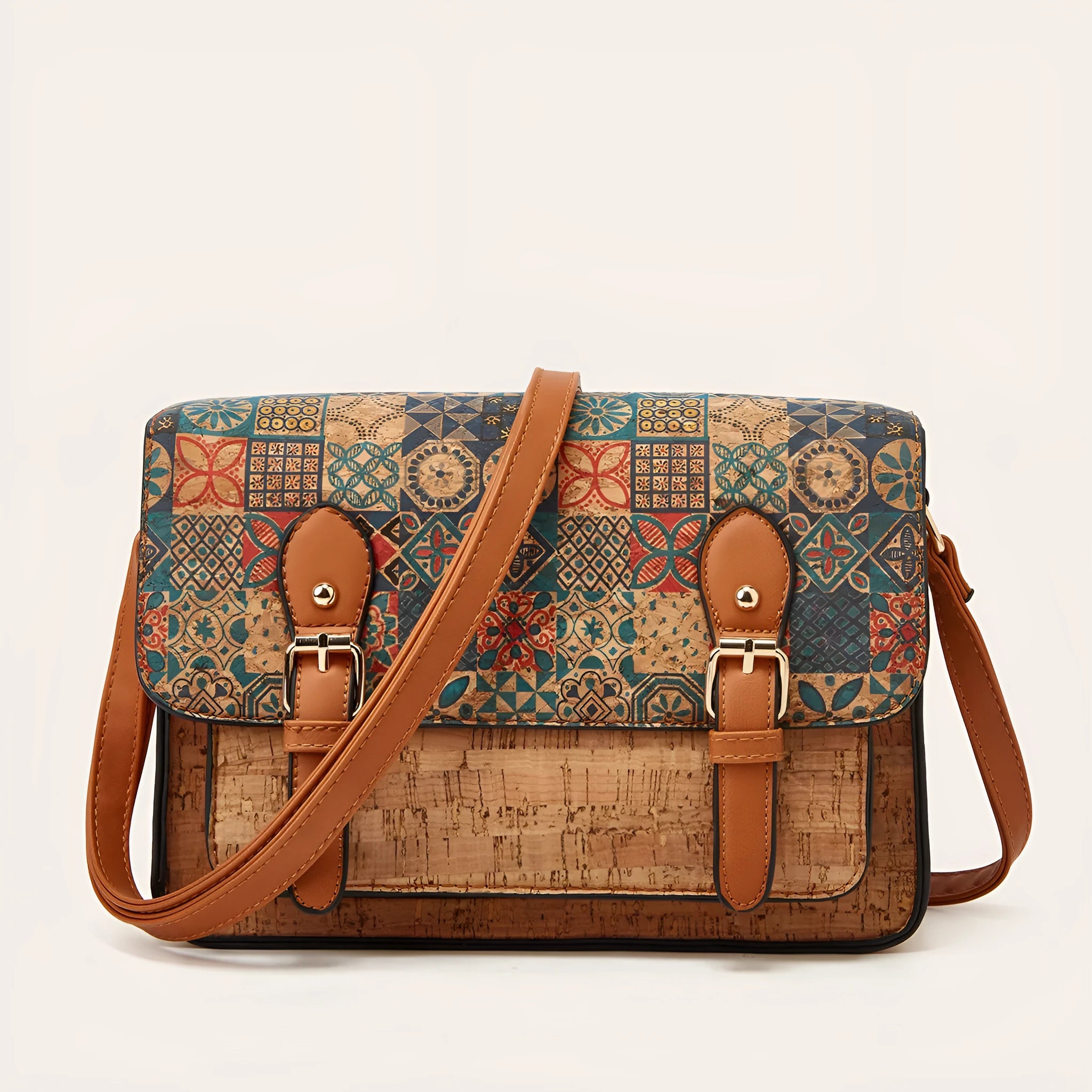 Women's printed PU crossbody bag with single shoulder strap in large capacity design