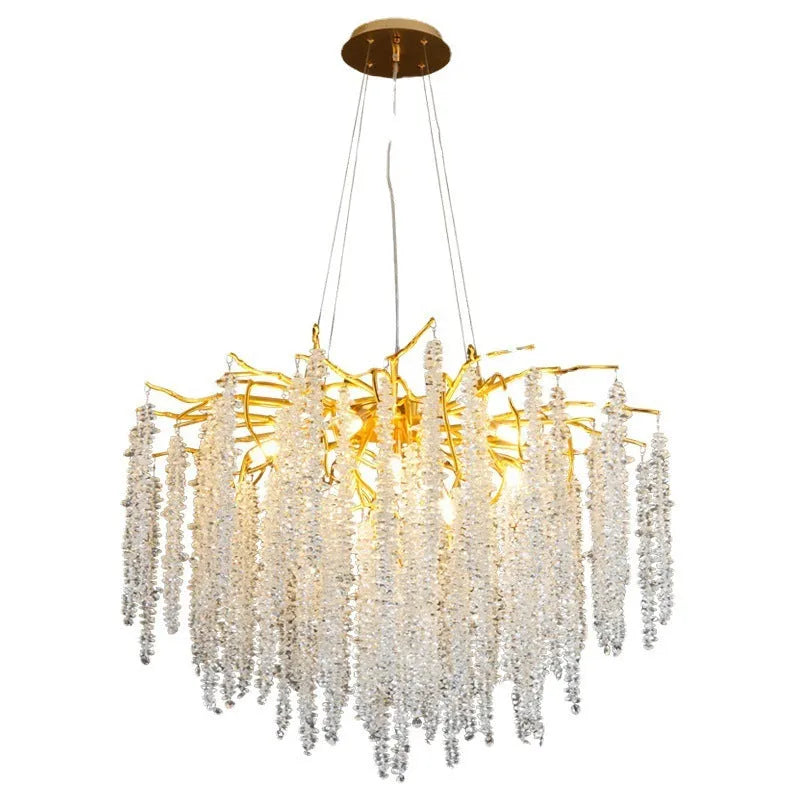 Crystal chandelier ceiling light with adjustable height aluminium alloy body
