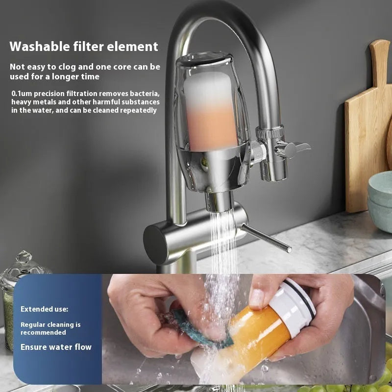Ceramic water filter element for direct tap attachment water purification system