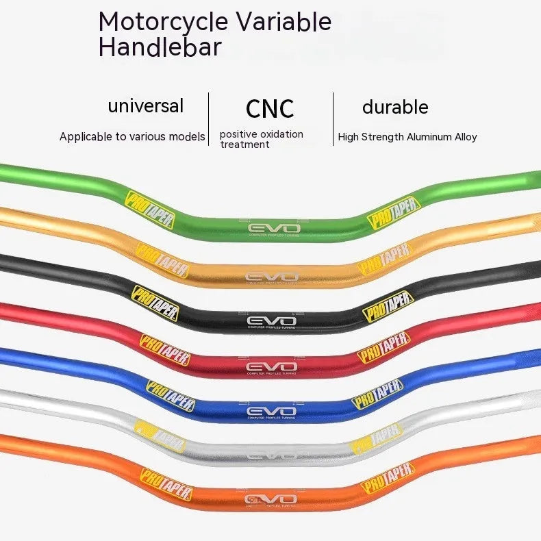 Scrambling motorcycle handlebar with 28mm aluminium alloy construction and EVO handle orange colour