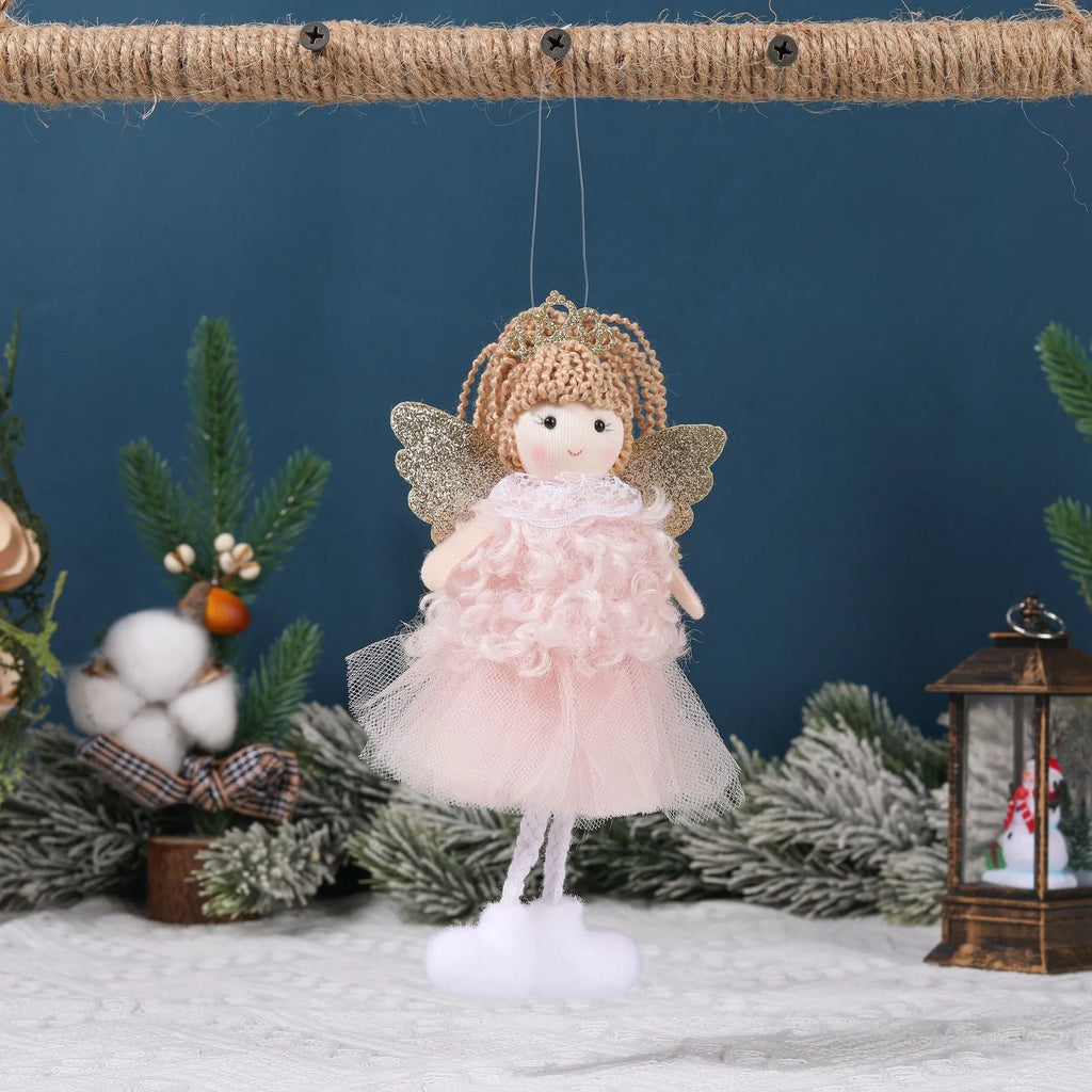 Christmas angel cartoon fabric hair pendant for girls high ponytails in white, pink, khaki colours