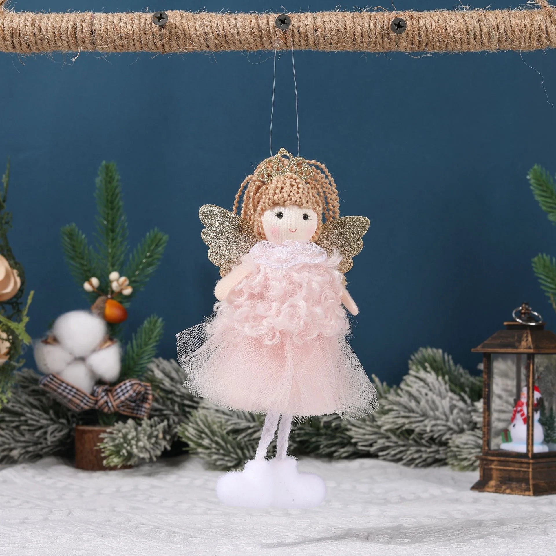 Christmas angel cartoon fabric hair pendant for girls high ponytails in white, pink, khaki colours
