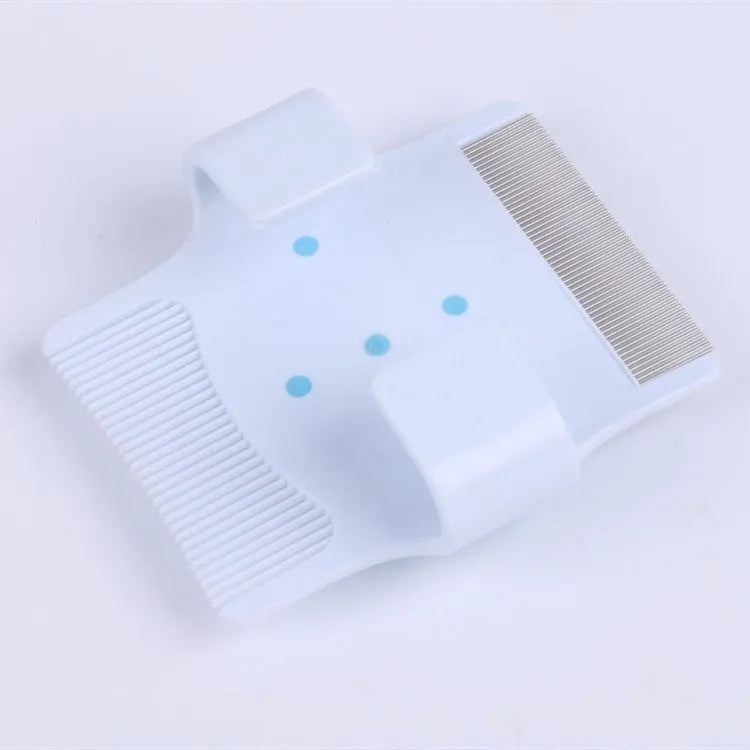 Blue and green multifunctional pet grooming comb with floating hair removal and massage nodes.
