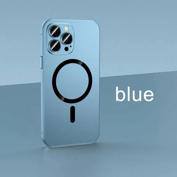 Aluminium alloy frame iPhone case showing magnetic snap closure and camera lens protection