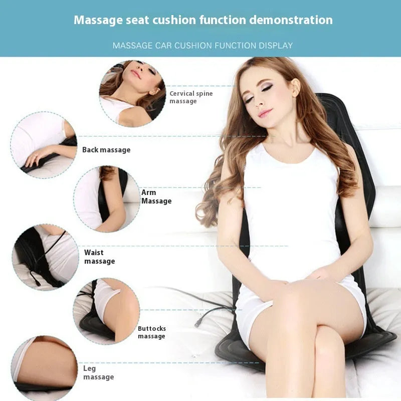 Black infrared heating massage physiotherapy mat with seat cushion and AC power cable