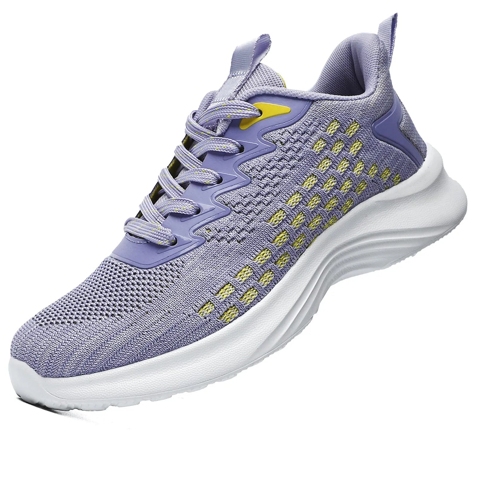 Women's lavender purple Flyknit running shoes with mesh upper and EVA sole for athletic use
