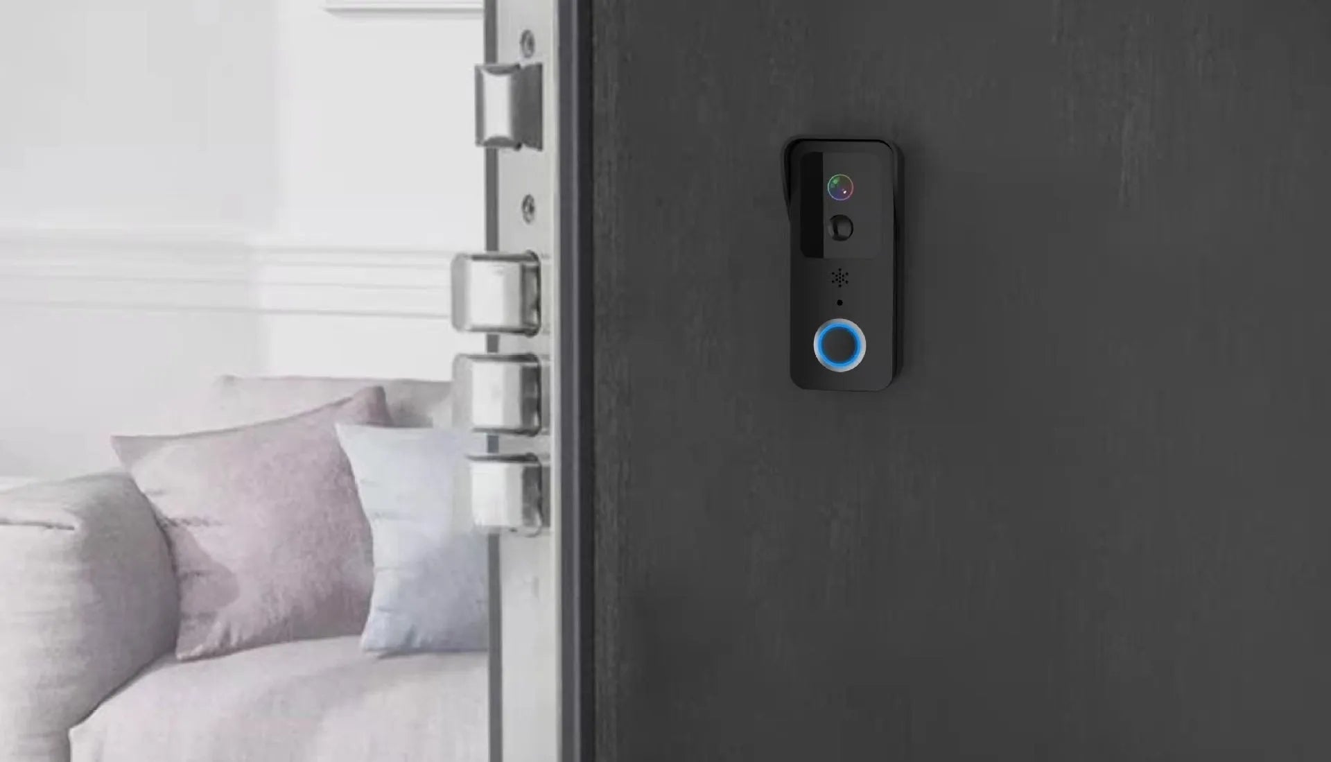Black and white waterproof HD visual doorbell intercom for home security with APP notifications