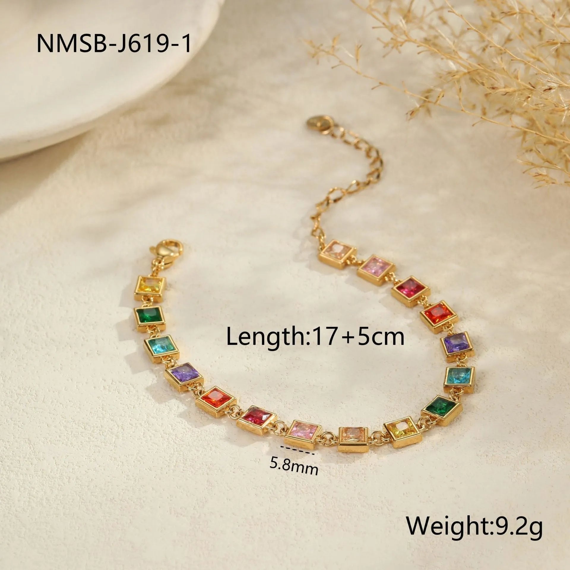 Women's geometric stainless steel bracelet with electroplated gold or silver finish in heart, circular, or square styles.