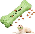 Blue green orange natural rubber bone-shaped dog chew toy for aggressive chewers with textured teeth cleaning surface