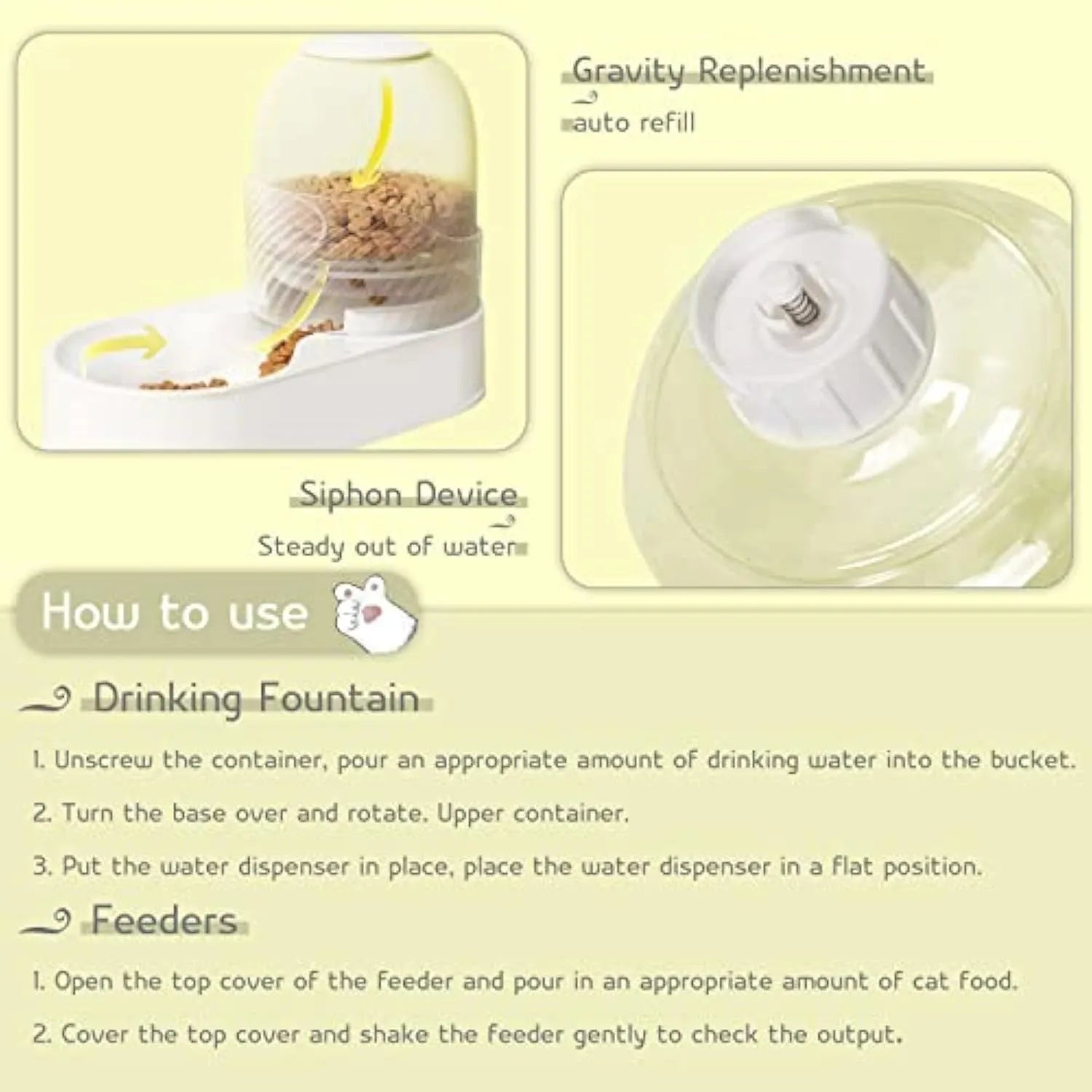 White automatic cat feeder and water dispenser set with wave-shaped design.