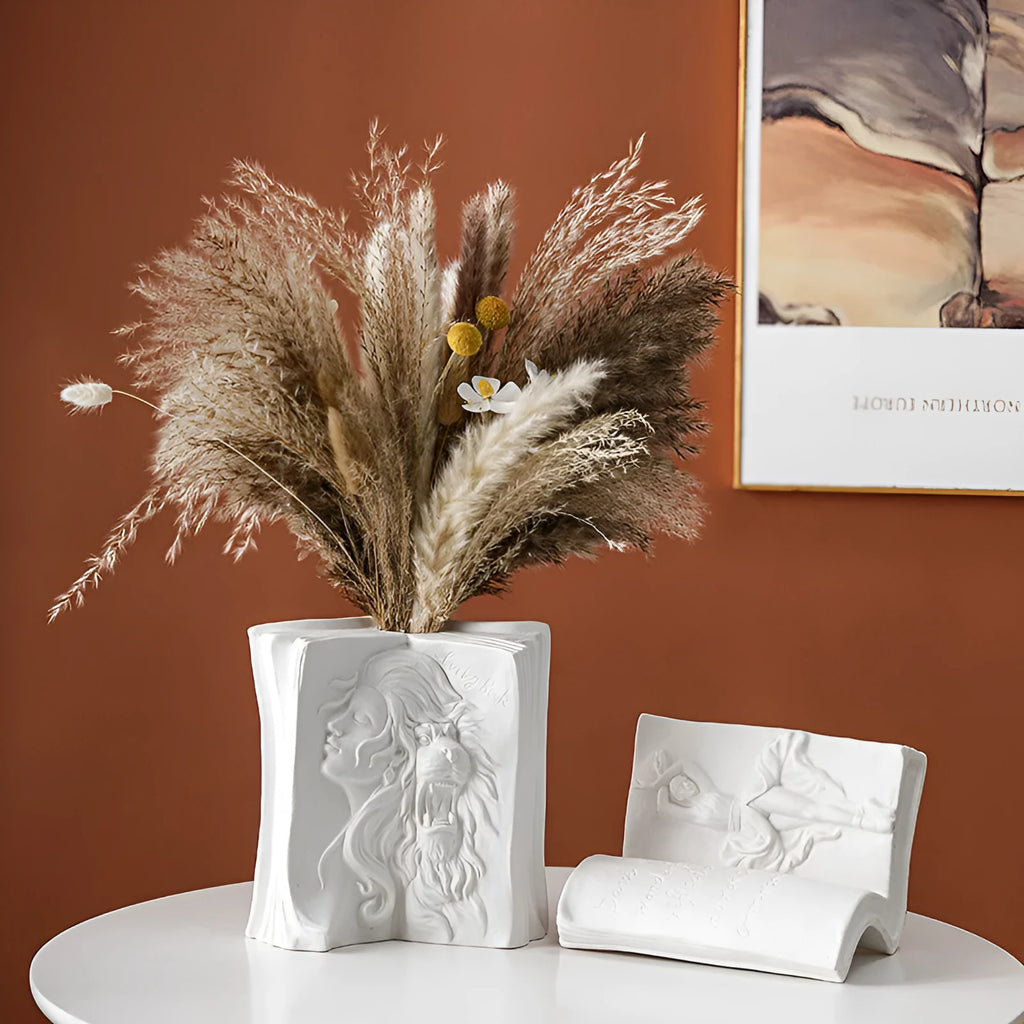 Ceramic book stand with glazed finish in a modern simplicity style
