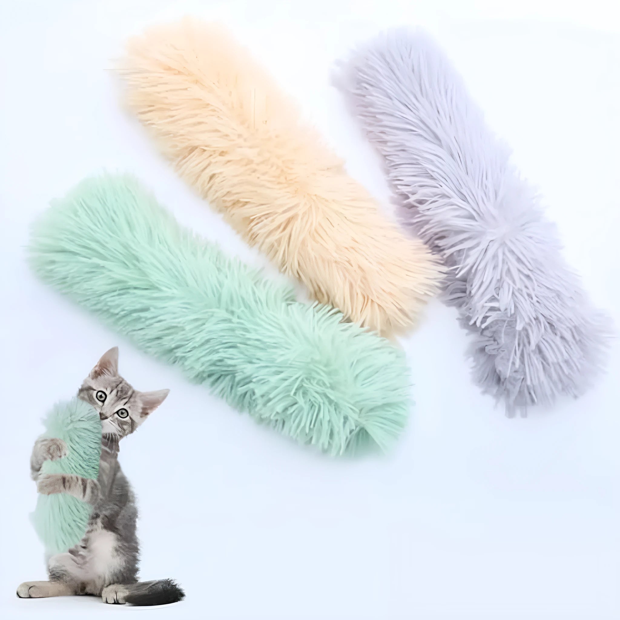 Colourful soft plush cat pillow toys with crinkle sound and catnip filling for interactive play