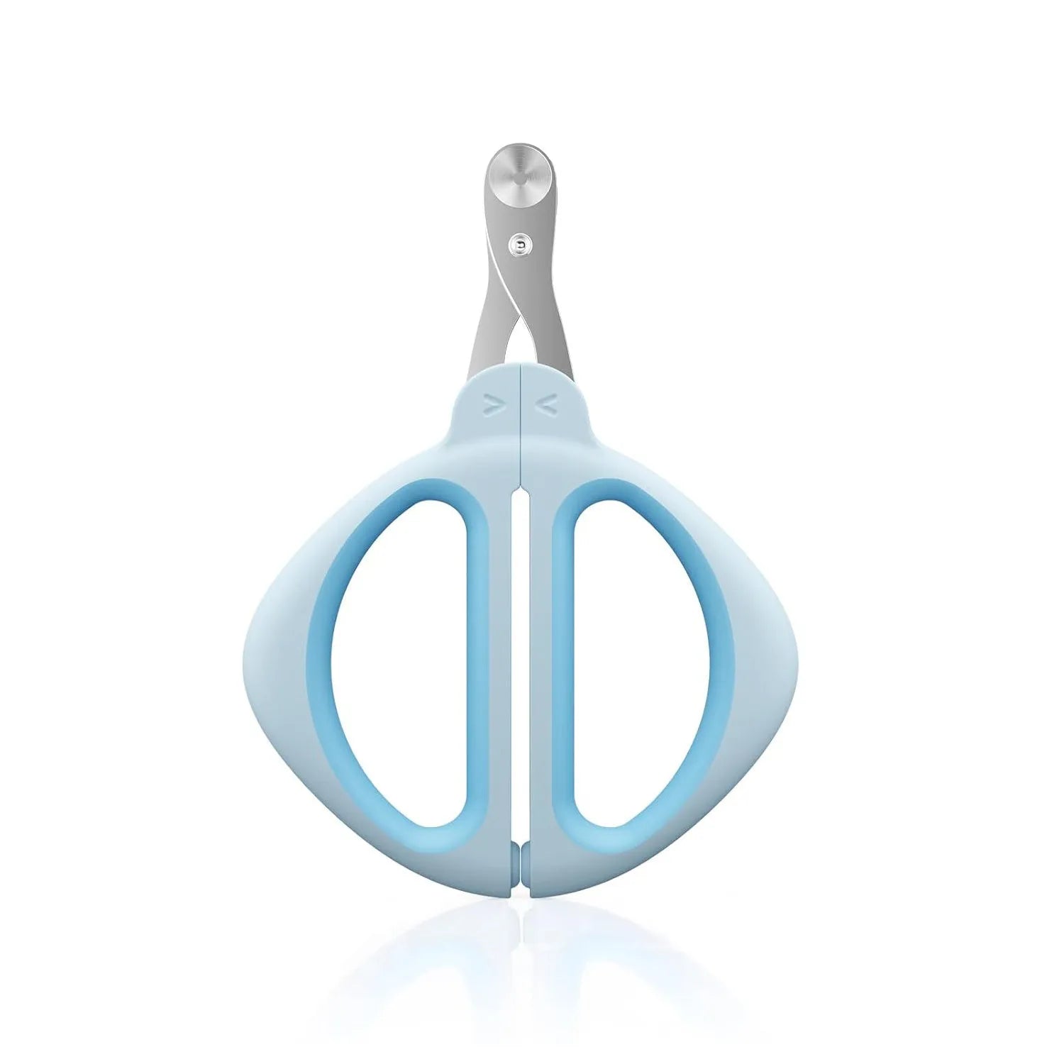 Blue cat nail clipper with positioning round hole and non-slip handle