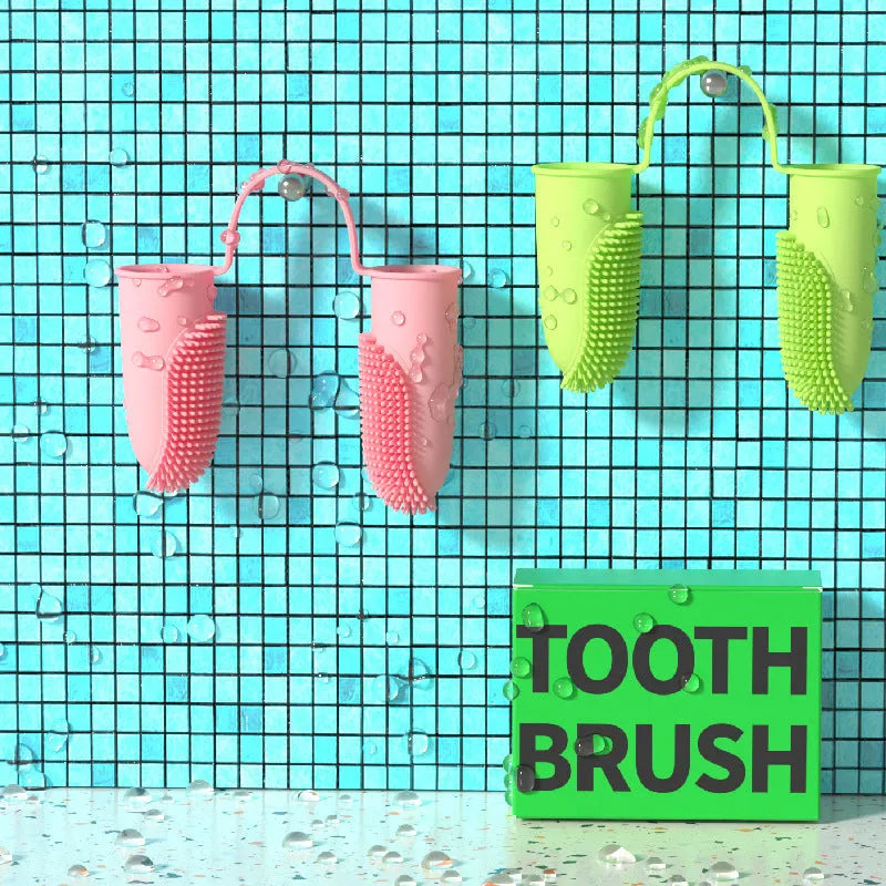Pet dental care finger toothbrush set with dual silicone finger covers for dog and cat teeth cleaning