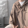 Men's hooded short sleeve T-shirt in polyester fabric with loose fit design