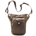 Men's genuine leather leg bag Crazy Horse Coffee colour first layer cowhide outdoor sports crossbody bag
