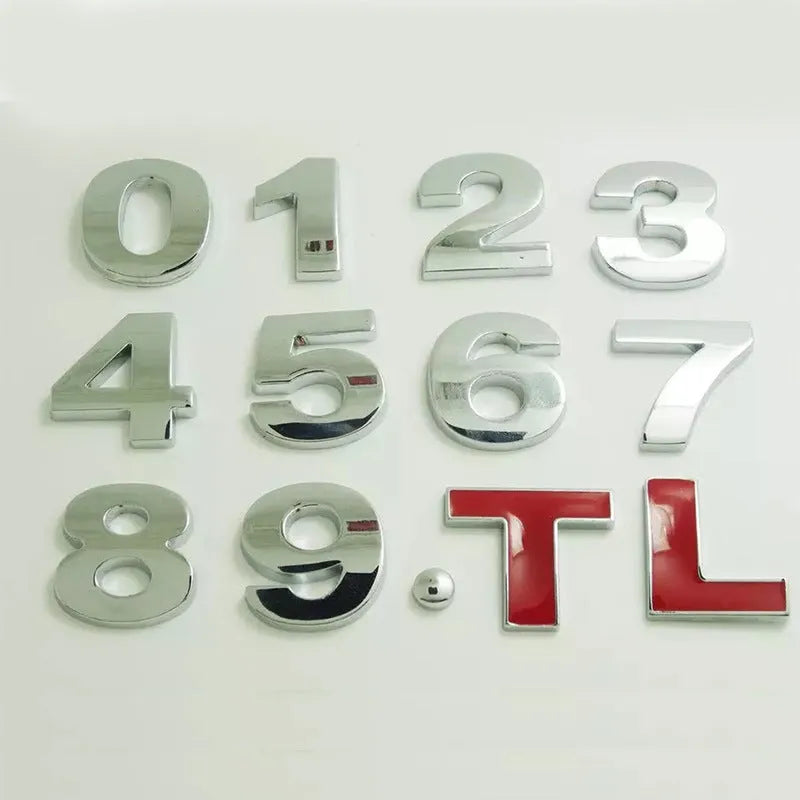 3D metal zinc alloy car bumper sticker showing raised letter A in black finish, 2.5cm size
