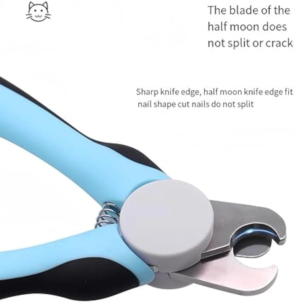 Blue heavy‑duty scissor‑action dog nail clippers with a visible safety guard on the blade.