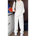 Men's black long sleeve polo shirt and trousers two-piece suit set with slim fit styling