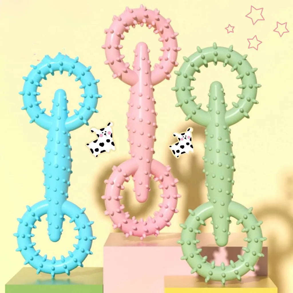 Blue TPR dog chew ring toy measuring 16cm diameter for teething puppies