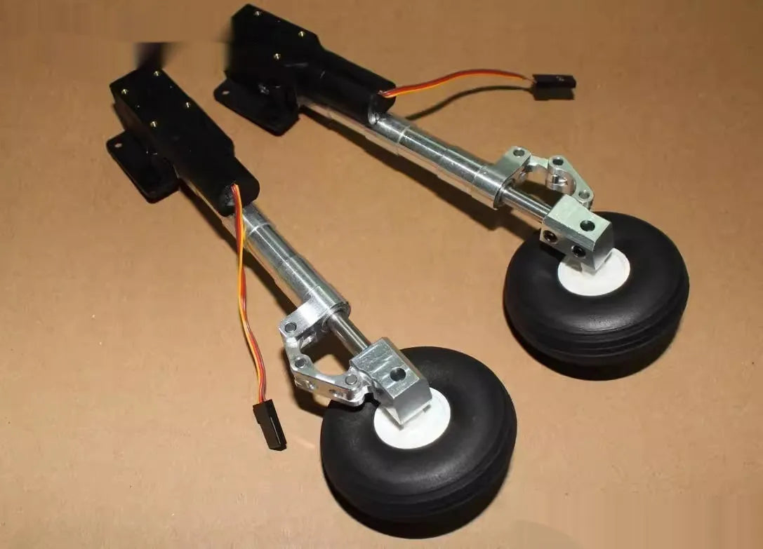 Alloy retractable drone landing gear with shock-absorbing damping system and three wheel size options