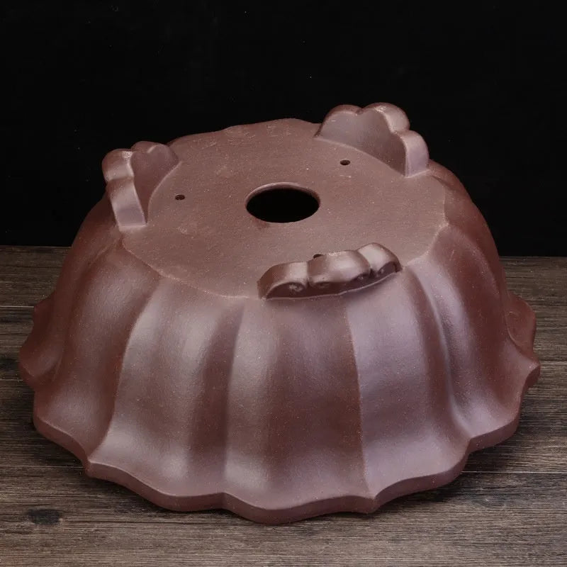 Large purple sand diamond-shaped ceramic flower pot in dark violet for indoor plant display