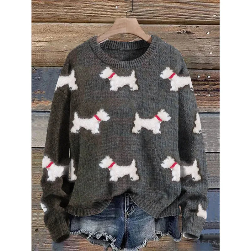 Little Flower digital printed round neck polyester sweater shown in one of twelve available colours.