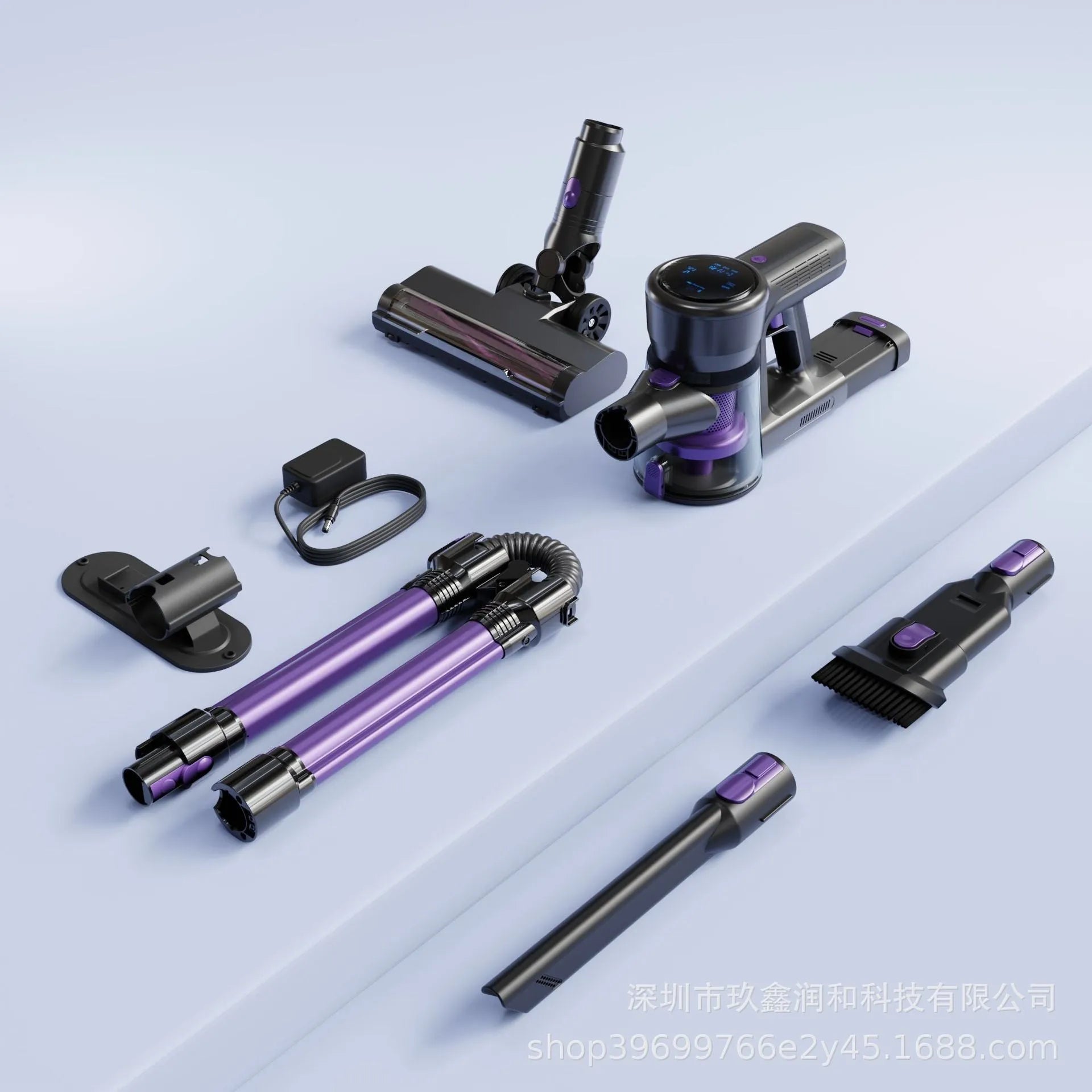 Brushless foldable handheld vacuum cleaner 250W black purple with large suction