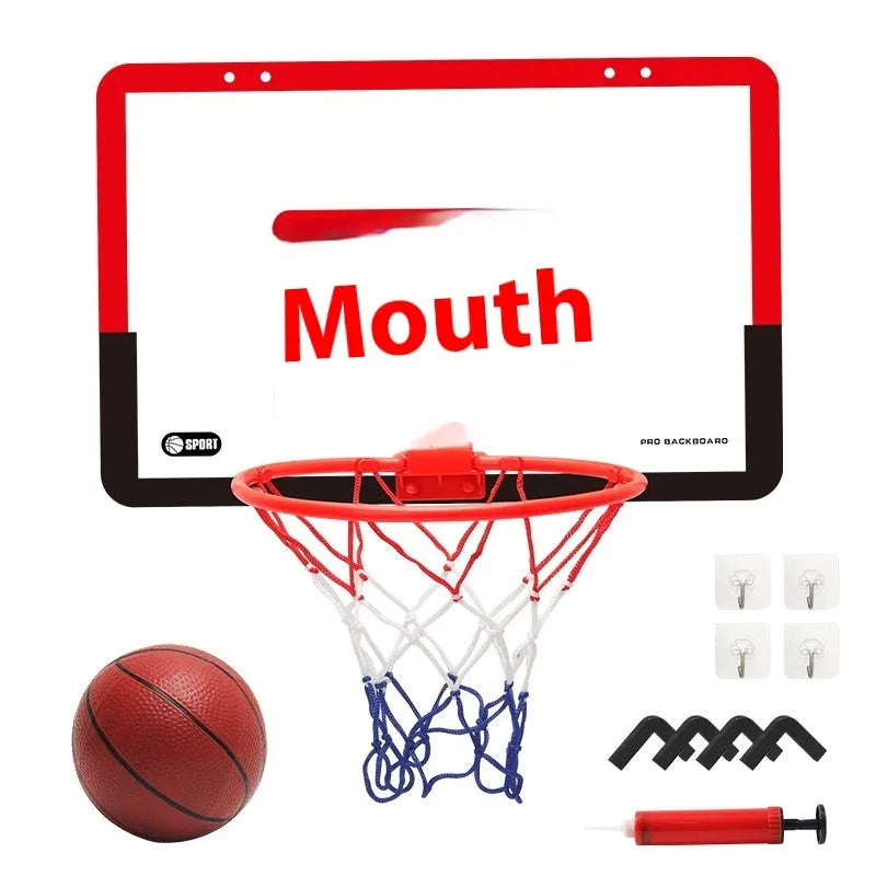 Punch-free transparent PVC children's basketball board mounted on wall with ball in black style option