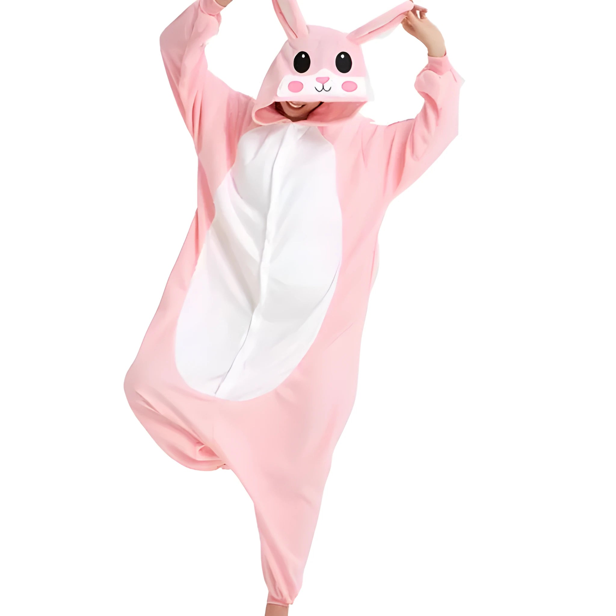 Men and women velvet cartoon rabbit one-piece pajamas in green, pink, purple, yellow, rose-red colours