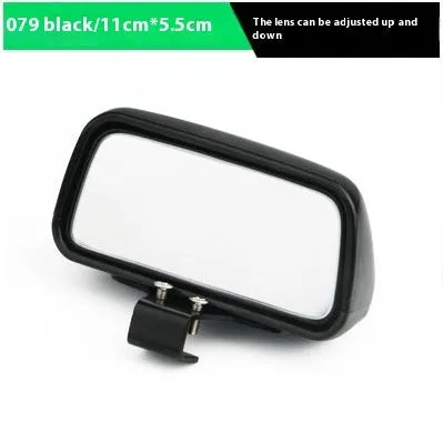 Car rear view auxiliary convex wide angle mirror in black plastic and glass