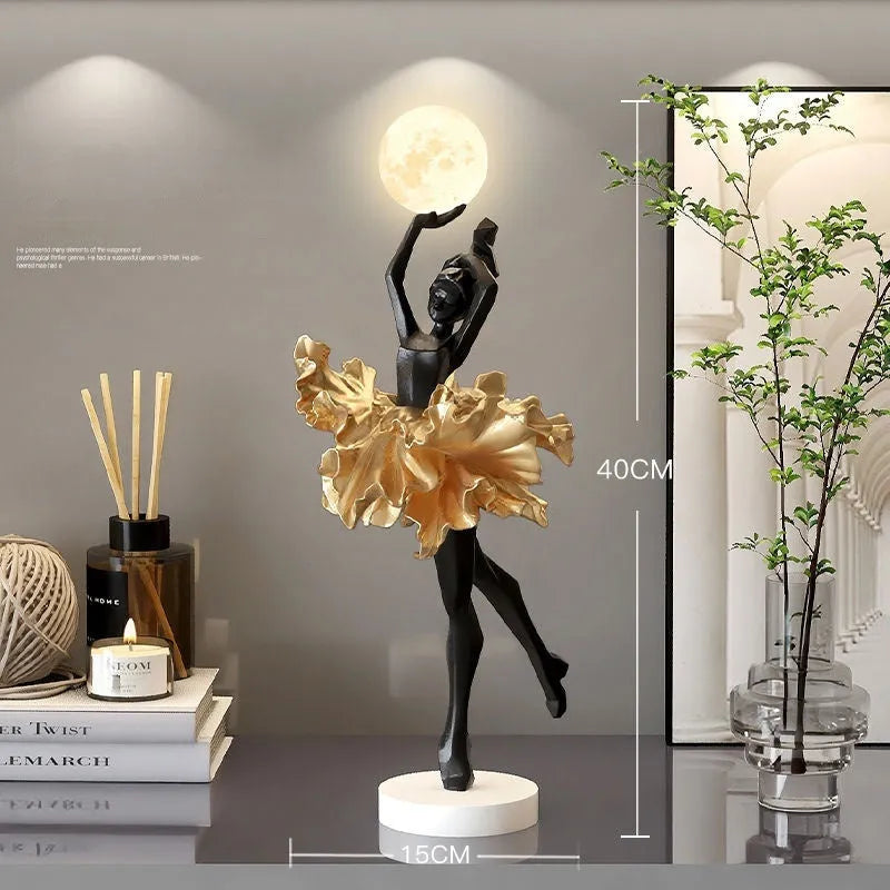 Art Girl resin USB night light ornament in simple modern style with four colour options