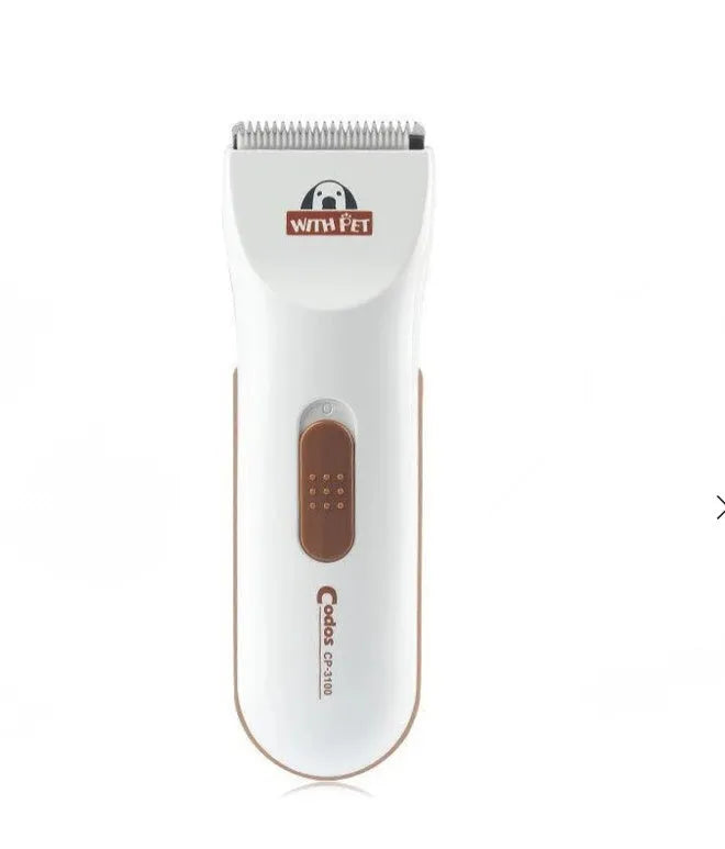 White cordless pet hair clipper with ceramic blade for dog and cat grooming