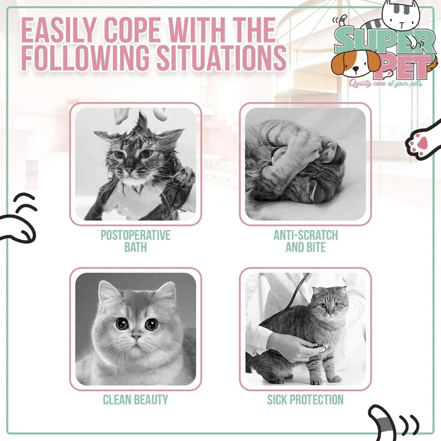 Soft bee design cat cone collar with adjustable velcro closure
