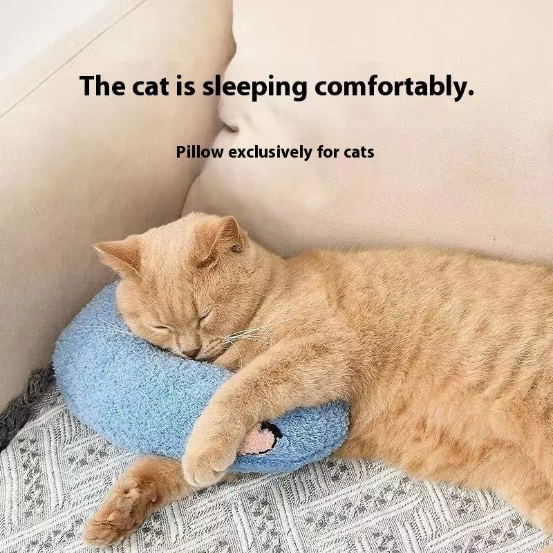 Cat sleeping mat with U-shaped neck protection pillow in blue moon style