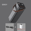 Black emergency power bank with solar panel, 200W output, and compact 70x70x162mm dimensions
